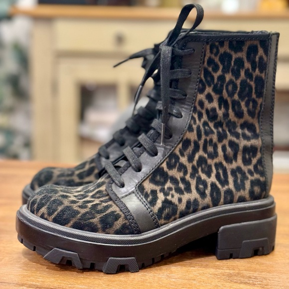 Rag & Bone Shaye Hiker Leather Boots In Black Cheetah Size 36 - Picture 8 of 14